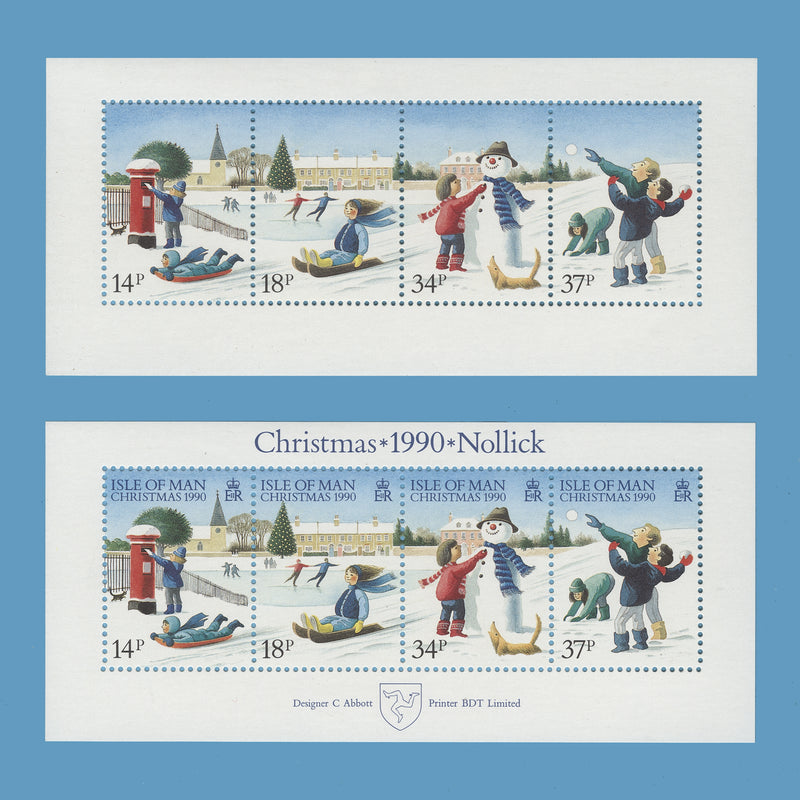 Isle of Man 1990 (Error) Christmas miniature sheet missing blue