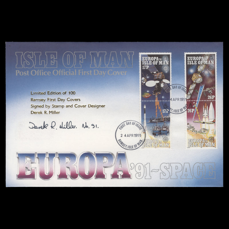 Isle of Man 1991 Satellite Launch first day cover signed by designer