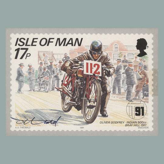 Isle of Man 1991 TT Mountain Course Anniversary PHQ card signed by Tony Theobald