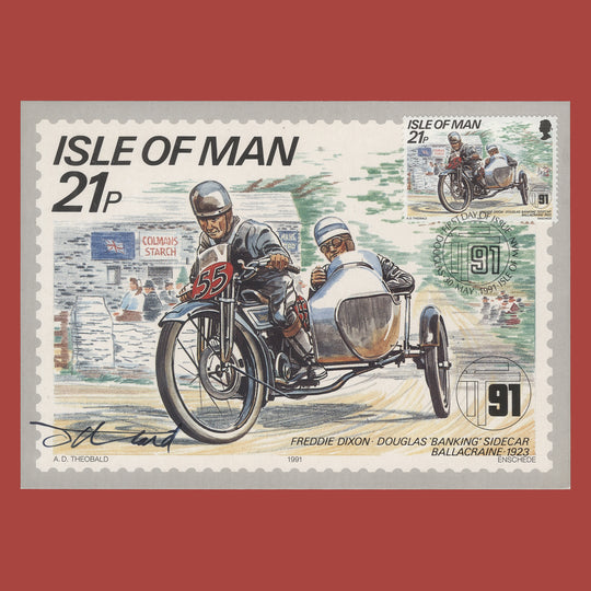 Isle of Man 1991 TT Mountain Course Anniversary first day PHQ card signed by Tony Theobald