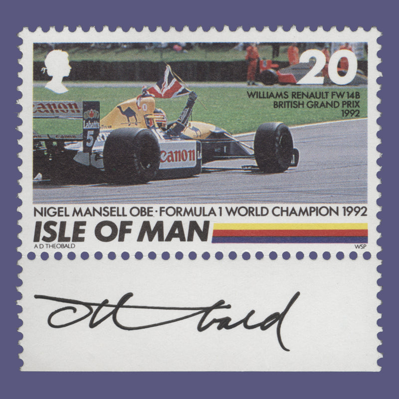 Isle of Man 1992 (MNH) 20p Nigel Mansell Formula 1 Champion signed single
