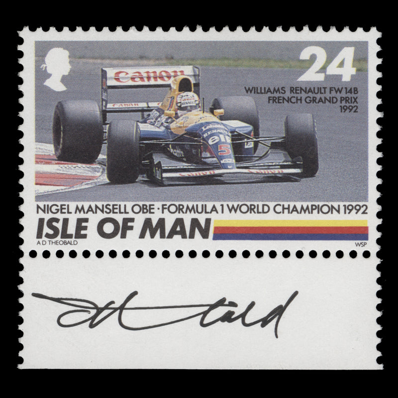 Isle of Man 1992 (MNH) 24p Nigel Mansell Formula 1 Champion signed single