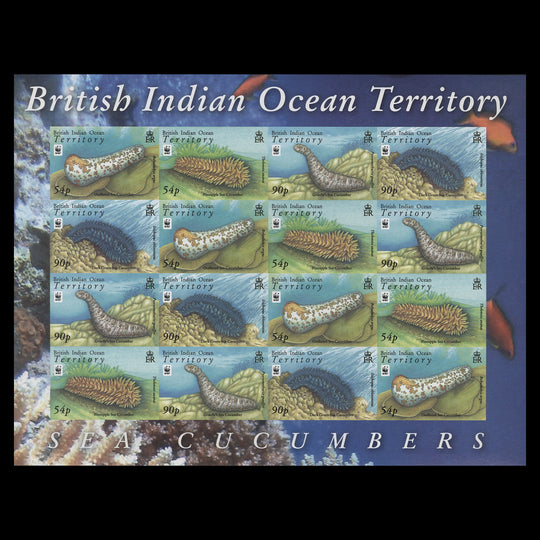 BIOT 2008 Sea Cucumbers imperf proof sheetlet