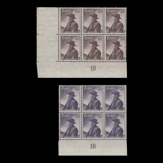 Ireland 1957 (MNH) Thomas O'Crohan Birth Centenary plate 1B blocks