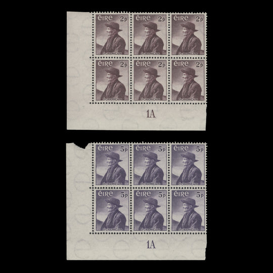 Ireland 1957 (MNH) Thomas O'Crohan Birth Centenary plate blocks