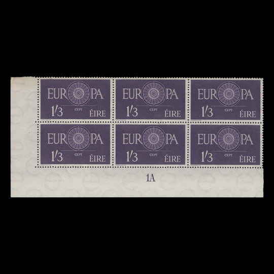 Ireland 1960 (MNH) 1s3d Europa plate 1A block