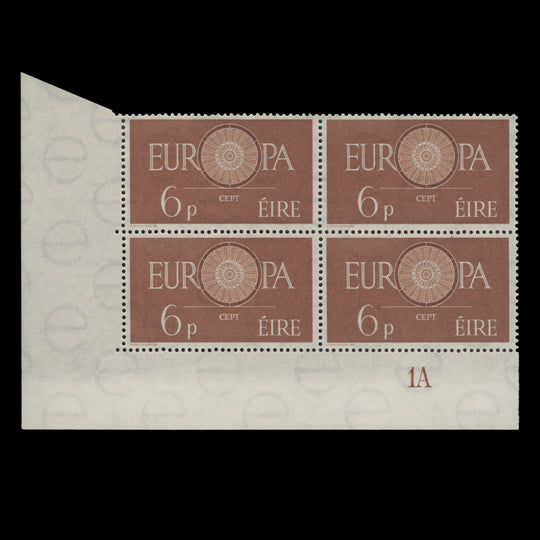 Ireland 1960 (MNH) 6d Europa plate 1A block