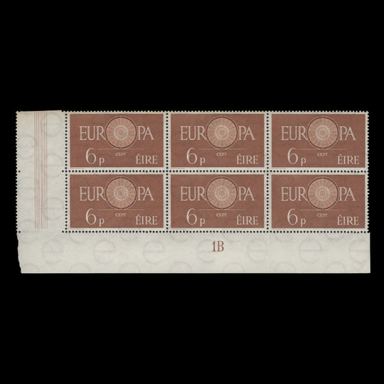 Ireland 1960 (MNH) 6d Europa plate 1B block