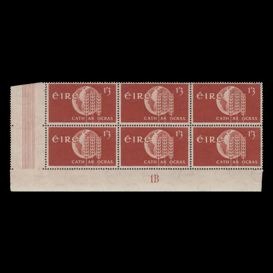 Ireland 1963 (MNH) 1s3d Freedom From Hunger plate 1B block