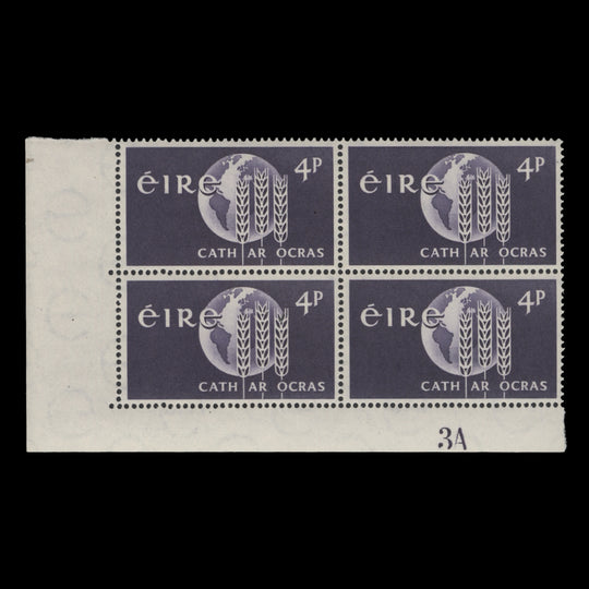 Ireland 1963 (MNH) 4d Freedom From Hunger plate 3A block