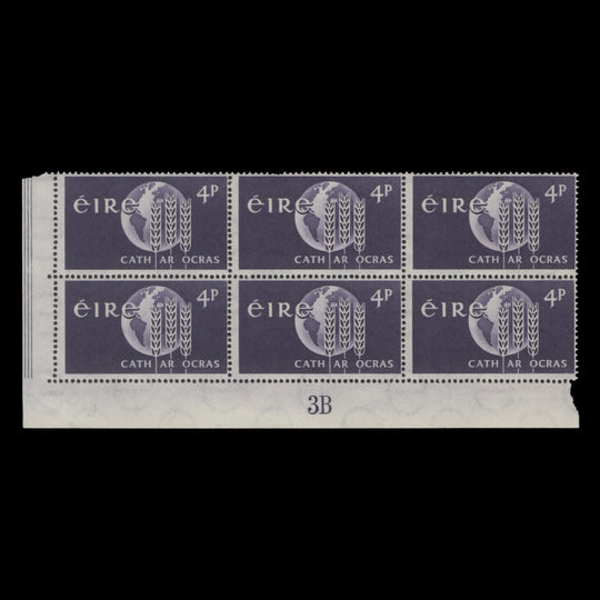 Ireland 1963 (MNH) 4d Freedom From Hunger plate 3B block