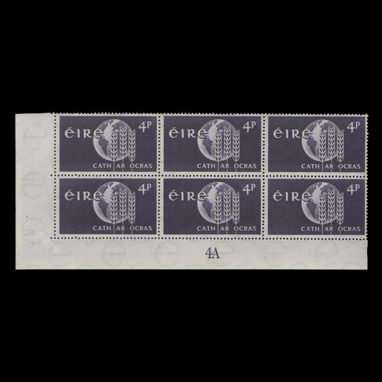 Ireland 1963 (MNH) 4d Freedom From Hunger plate 4A block