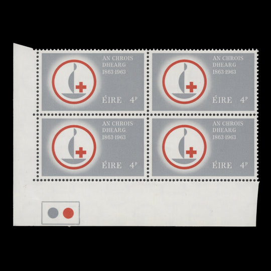 Ireland 1963 (MNH) 4d Red Cross Centenary traffic light block