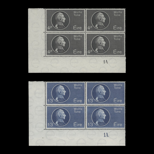 Ireland 1964 (MLH) Wolfe Tone Birth Bicentenary plate 1A blocks