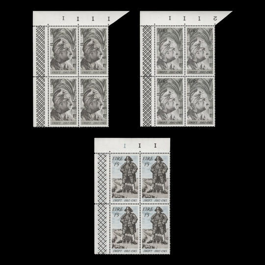 Ireland 1967 (MNH) Dean Swift Birth Tercentenary cylinder blocks