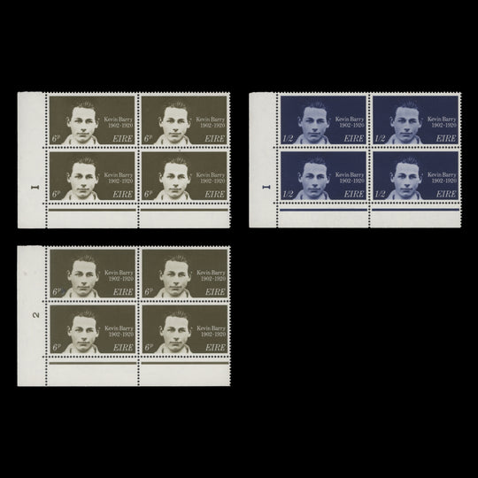 Ireland 1970 (MNH) Kevin Barry Death Anniversary cylinder blocks