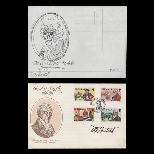 Isle of Man 1981 Mark Wilks Death Anniversary first day cover essay