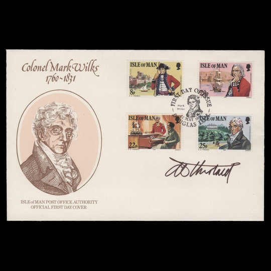Isle of Man 1981 Mark Wilks Death Anniversary first day cover signed by designer