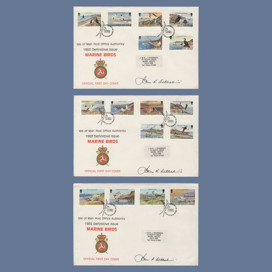 Isle of Man 1983 Sea Birds Definitives first day covers signed by John Nicholson