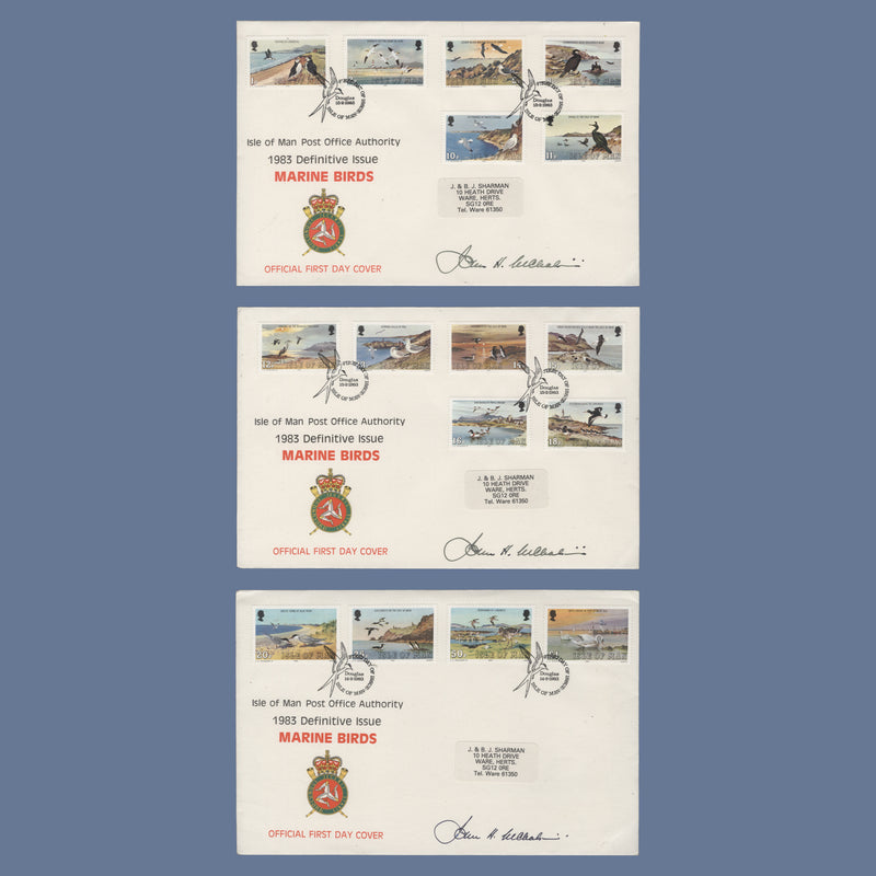 Isle of Man 1983 Sea Birds Definitives first day covers signed by John Nicholson