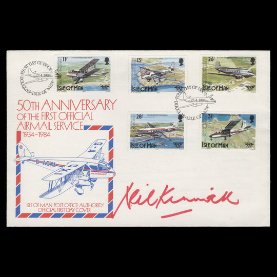 Isle of Man 1984 Airmail Anniversary first day cover signed by Neil Kinnock