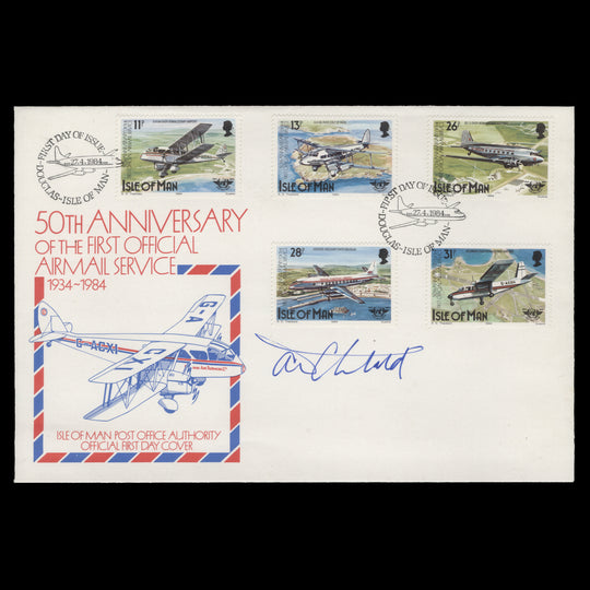 Isle of Man 1984 Airmail Anniversary first day cover signed by designer