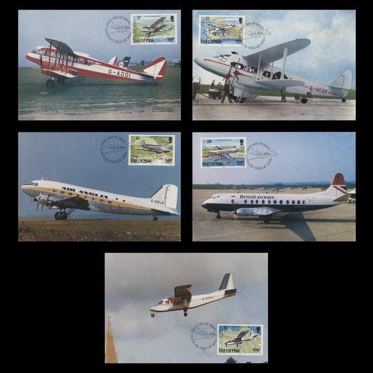 Isle of Man 1984 Airmail Anniversary first day postcards