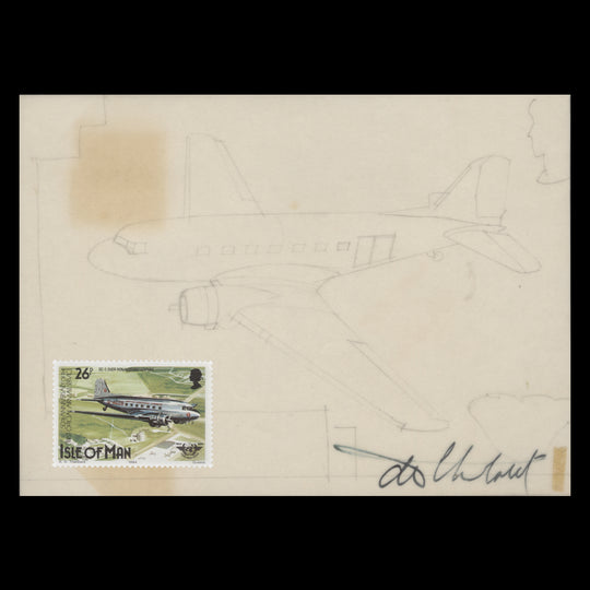 Isle of Man 1984 Douglas DC-3 sketch by Tony Theobald