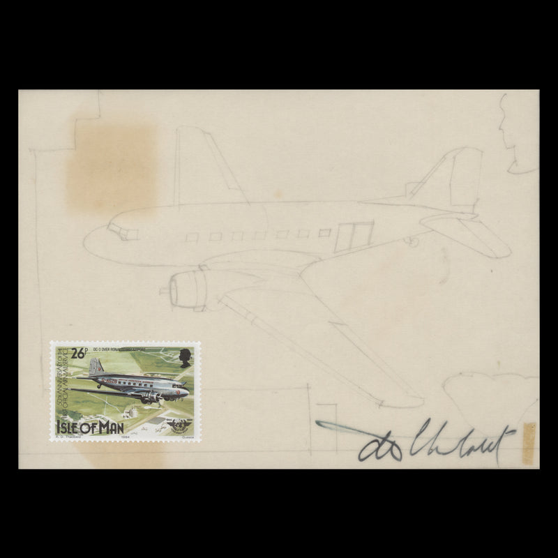 Isle of Man 1984 Douglas DC-3 sketch by Tony Theobald
