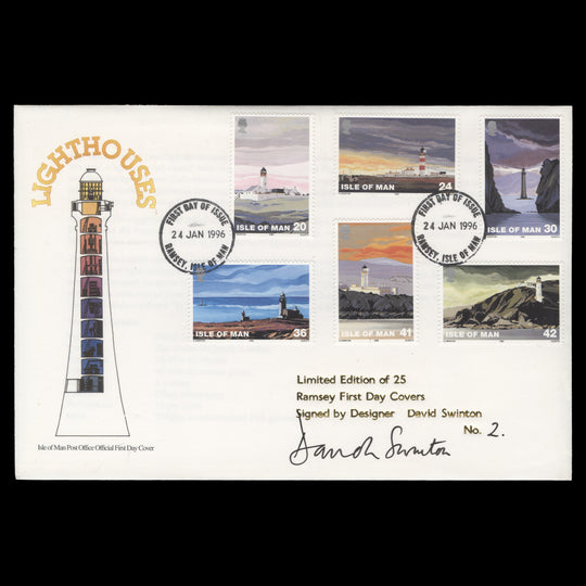 Isle of Man 1996 Lighthouses first day cover signed by designer