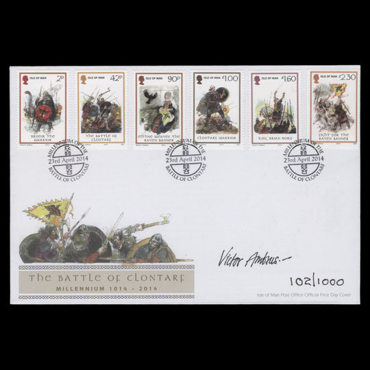 Isle of Man 2014 Battle of Clontarf first day cover signed by Victor Ambrus