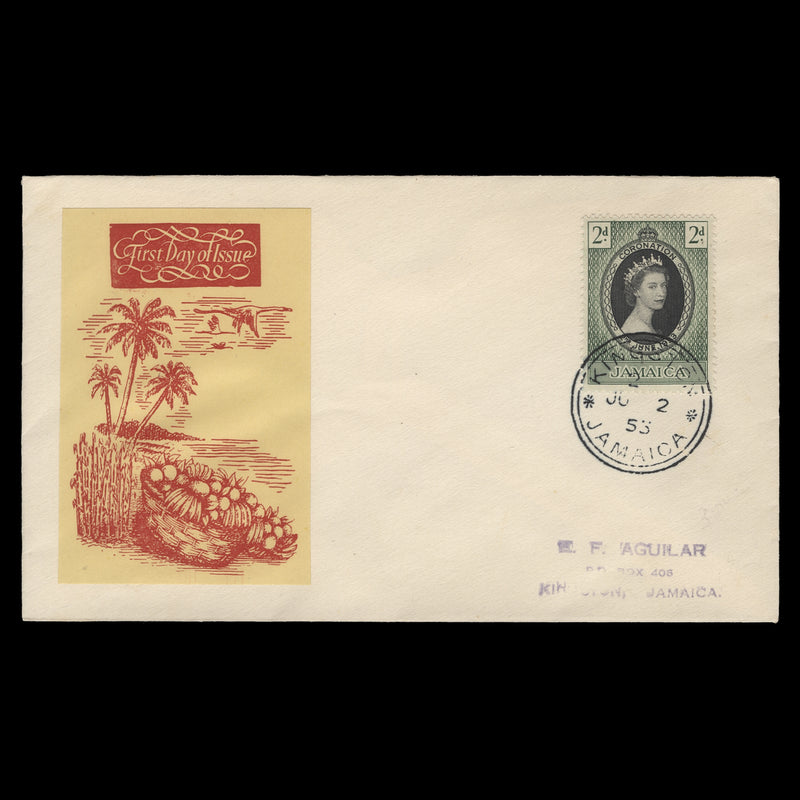 Jamaica 1953 (FDC) 2d Coronation, KINGSTON