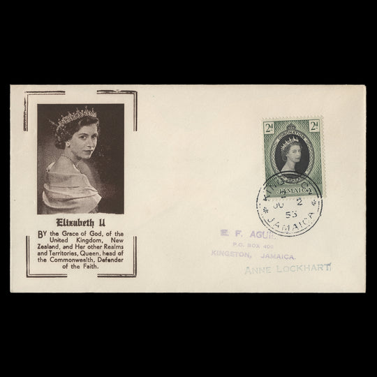 Jamaica 1953 (FDC) 2d Coronation, KINGSTON