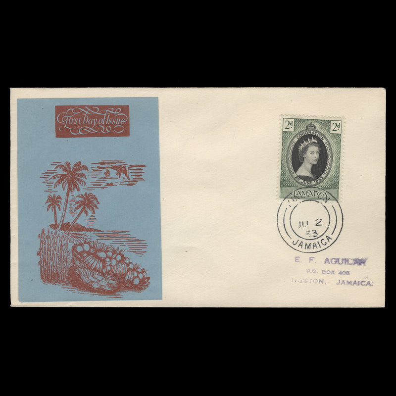 Jamaica 1953 (FDC) 2d Coronation, KINGSTON