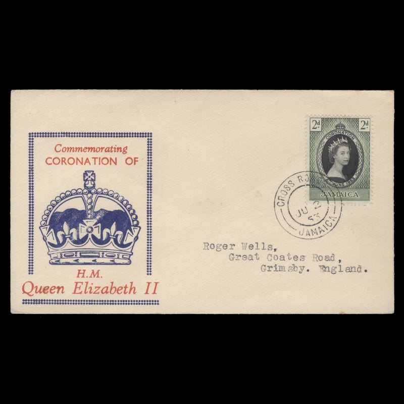 Jamaica 1953 (FDC) 2d Coronation, CROSS ROADS