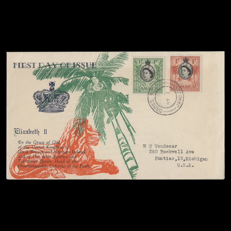 Jamaica 1956 Definitives first day cover, CROSS ROADS