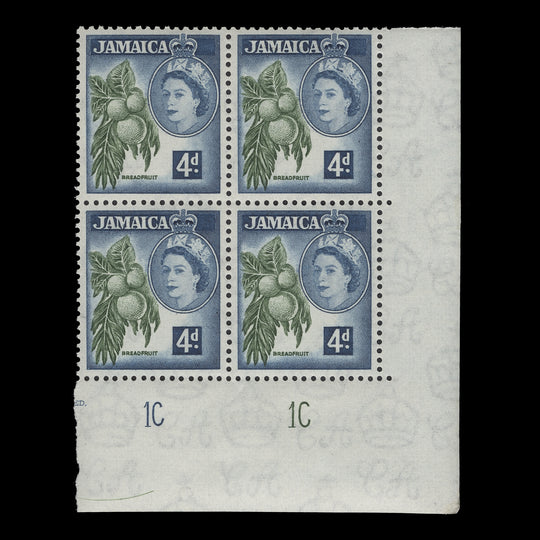 Jamaica 1956 (MNH) 4d Breadfruit plate 1C–1C block
