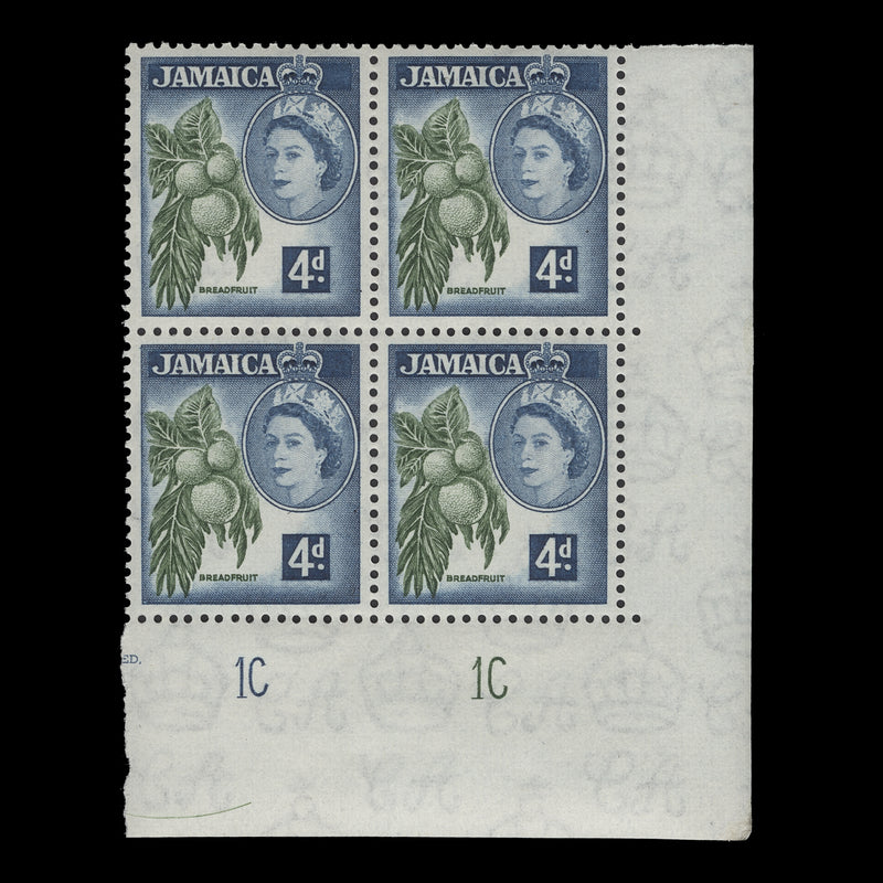 Jamaica 1956 (MNH) 4d Breadfruit plate 1C–1C block