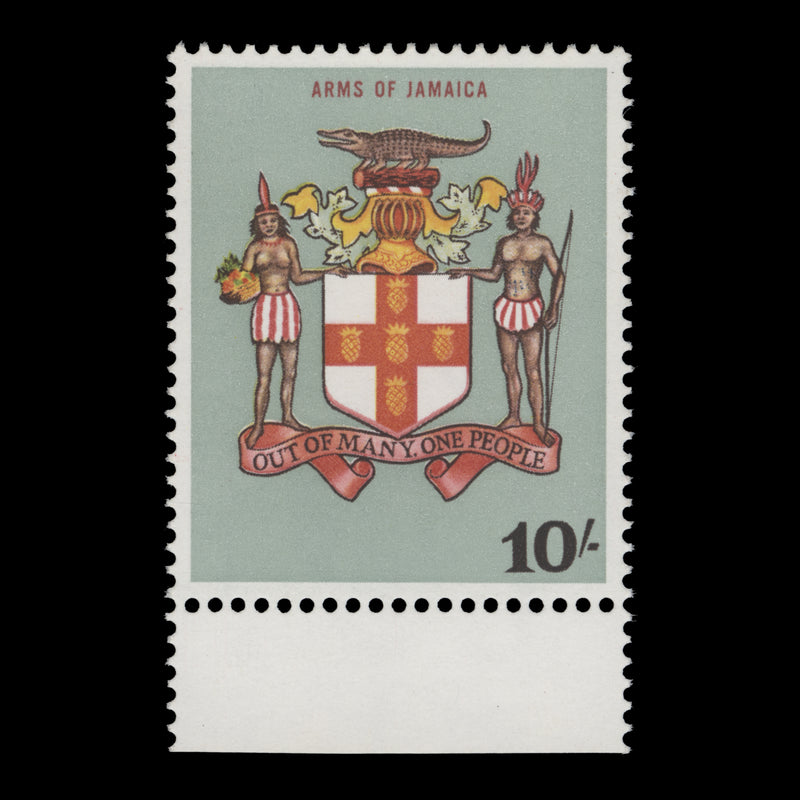 Jamaica 1964 (Error) 10s Arms missing blue