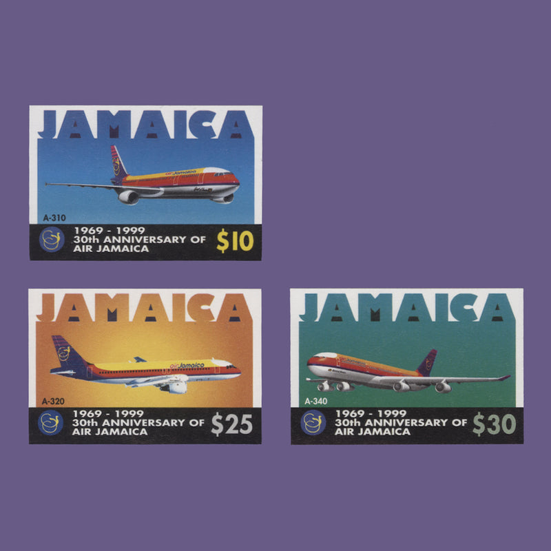 Jamaica 1999 Air Jamaica Anniversary imperf proof singles