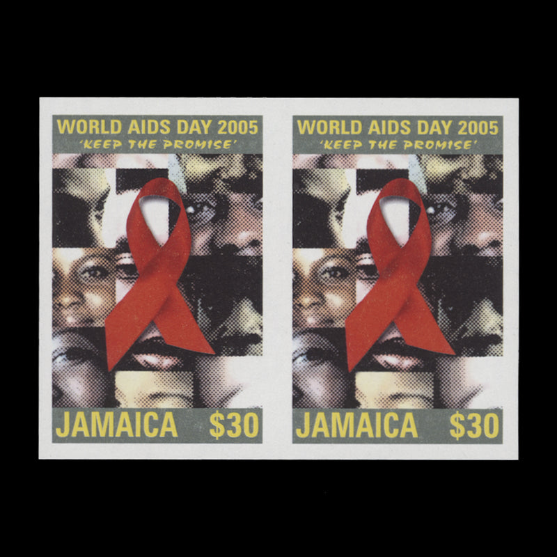 Jamaica 2005 World AIDS Day imperforate proof pair