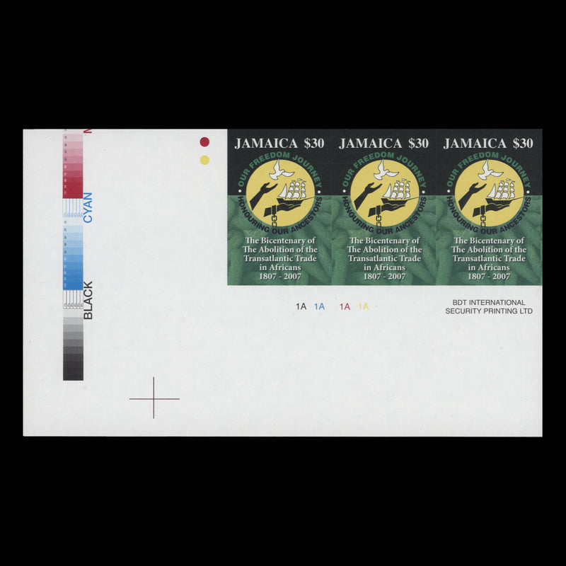Jamaica 2007 Abolition of Transatlantic Trade in Africans imperf proof plate strip