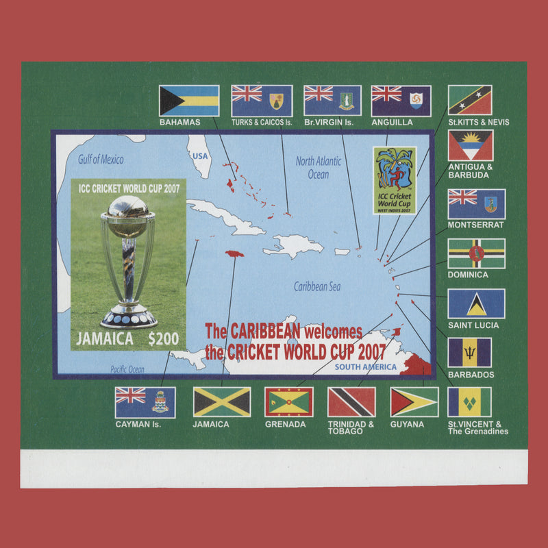 Jamaica 2007 Cricket World Cup imperf proof miniature sheet