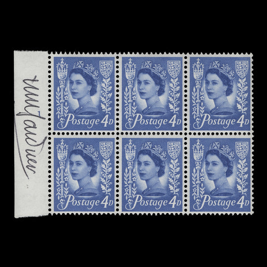 Jersey 1966 (MNH) 4d Ultramarine cylinder block signed by William Gardner