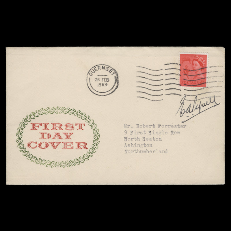 Guernsey 1969 4d Bright Vermilion first day cover signed by Eric Piprell