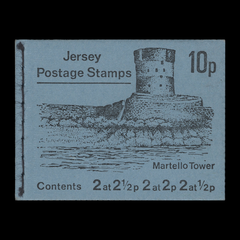 Jersey 1971 (Variety) 2½p Arms & Royal Mace pane missing gold in booklet