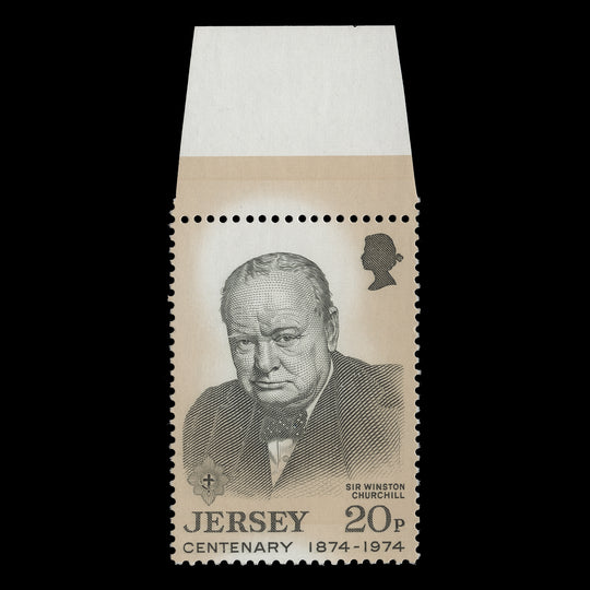 Jersey 1974 (Variety) 20p Churchill Birth Centenary with pale buff shift