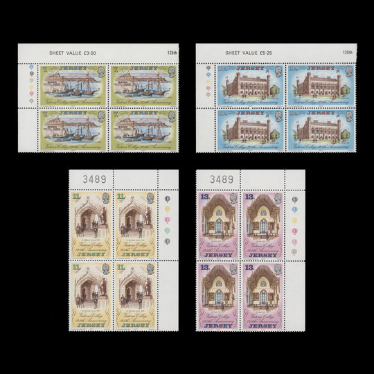 Jersey 1977 (MNH) Victoria College Anniversary traffic light blocks