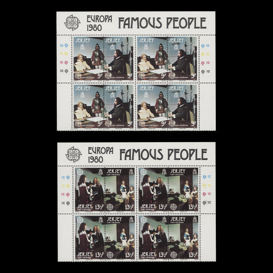Jersey 1980 (MNH) Personalities traffic light/plate blocks