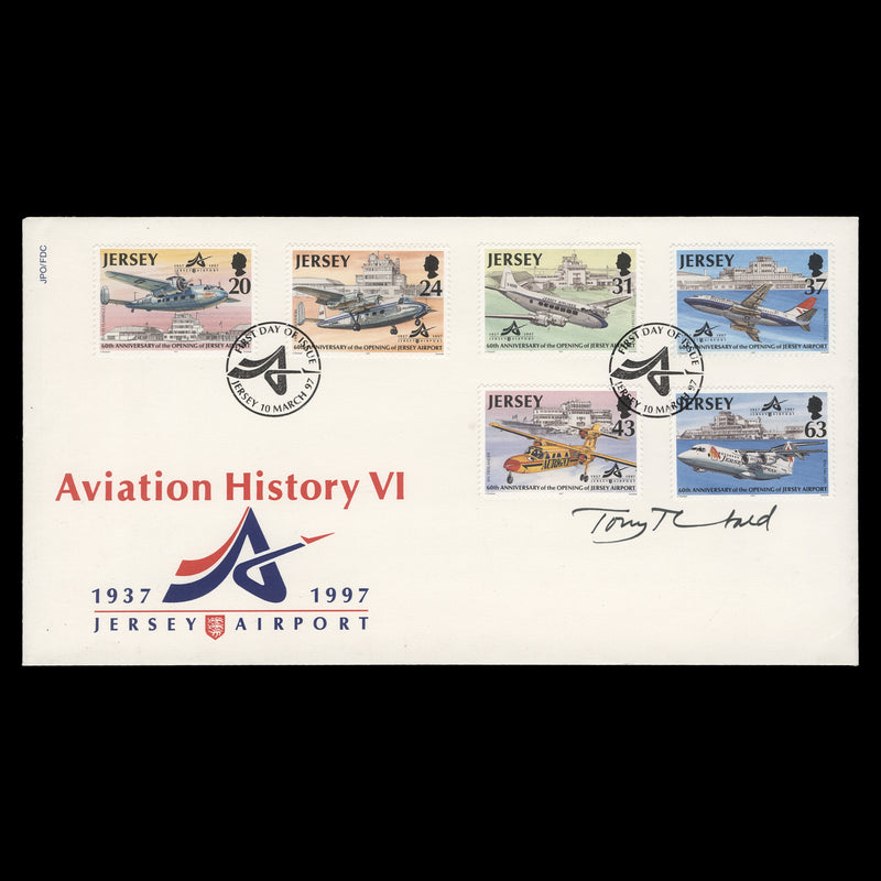 Jersey 1997 Airport Anniversary first day cover signed by designer